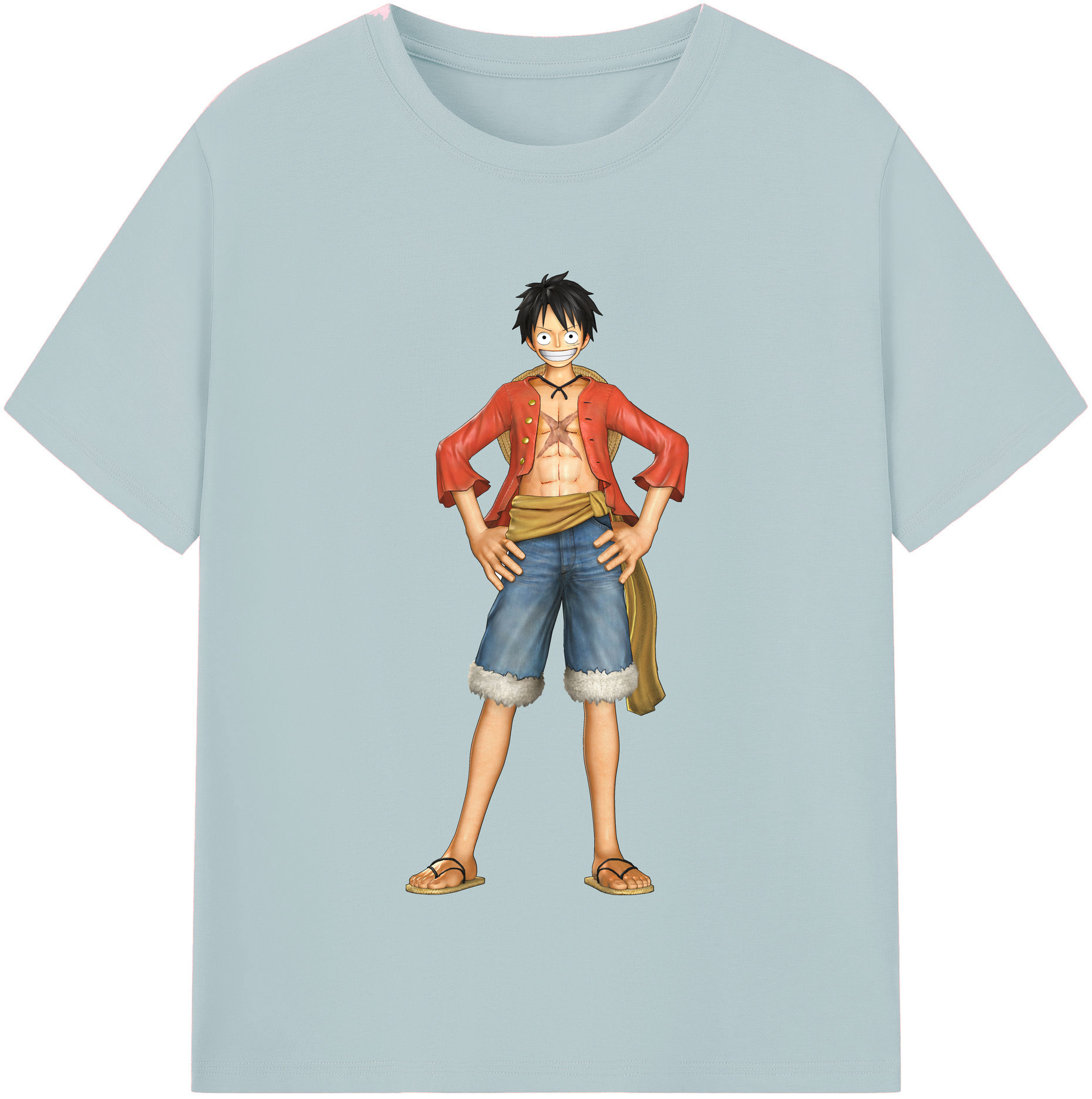 ワンピース モンキー・D・ルフィ ONE PIECE Monkey D. Luffy 綿100％半袖Tシャツ（フロントプリント）